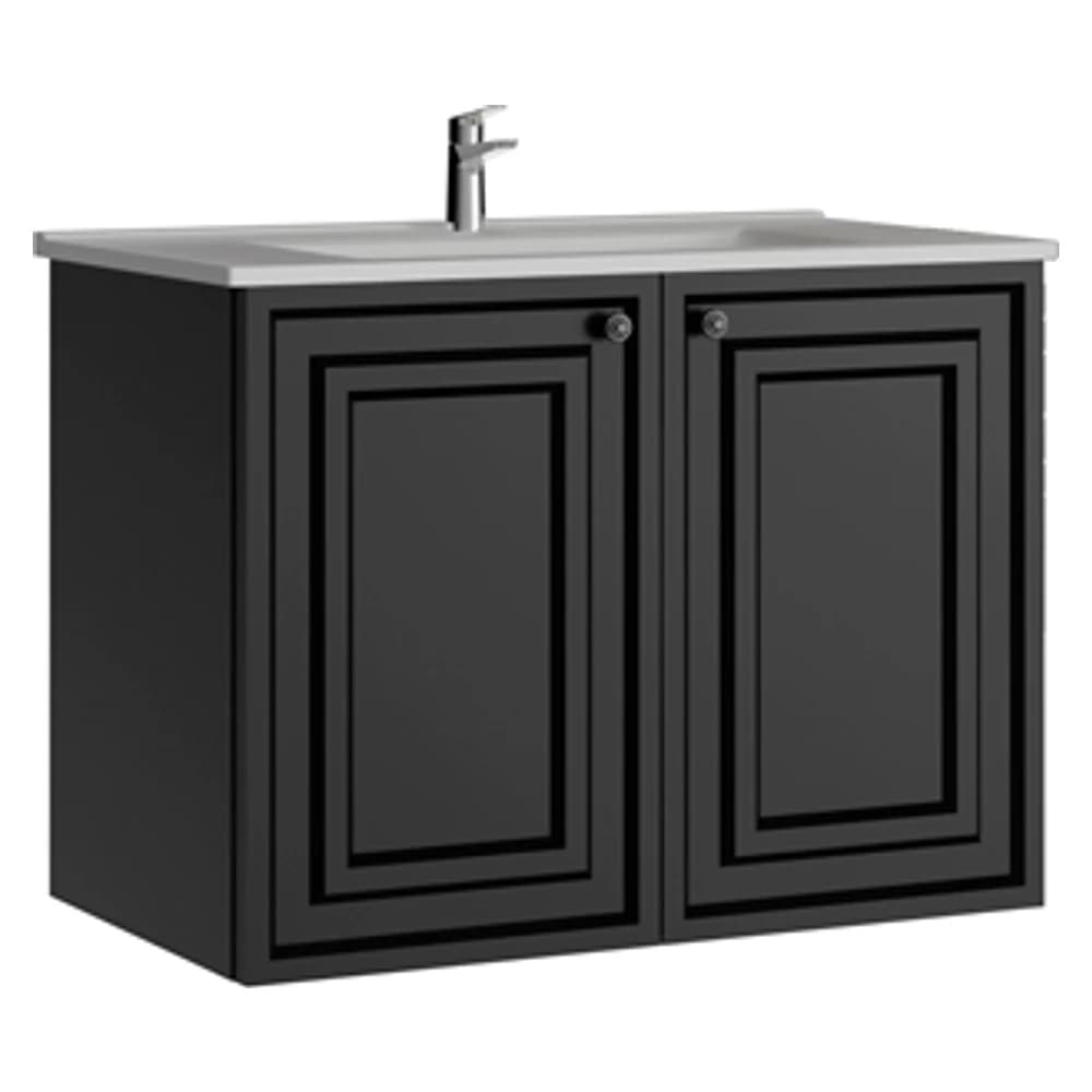 Creavit Kayra 80 Cm Mat Antrasit Kapaklı Lavabo Dolabı