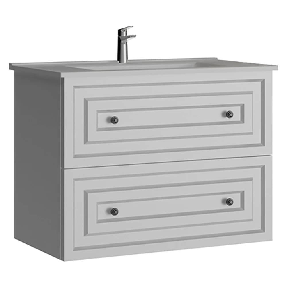 Creavit Kayra 80 Cm Mat Beyaz Çekmeceli Lavabo Dolabı