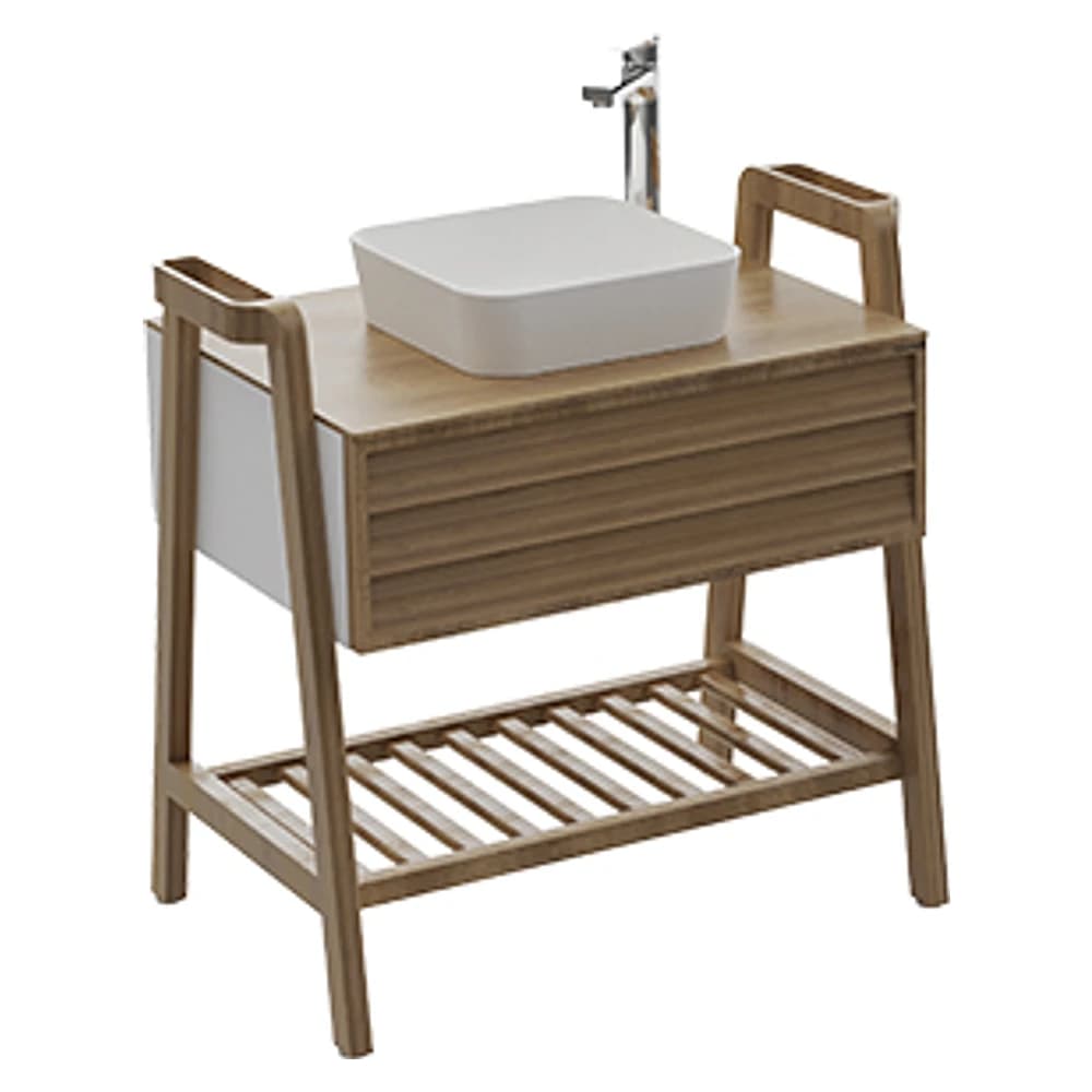 Creavit Truva 80 Cm Beyaz Masif Ahşap Lavabo Dolabı