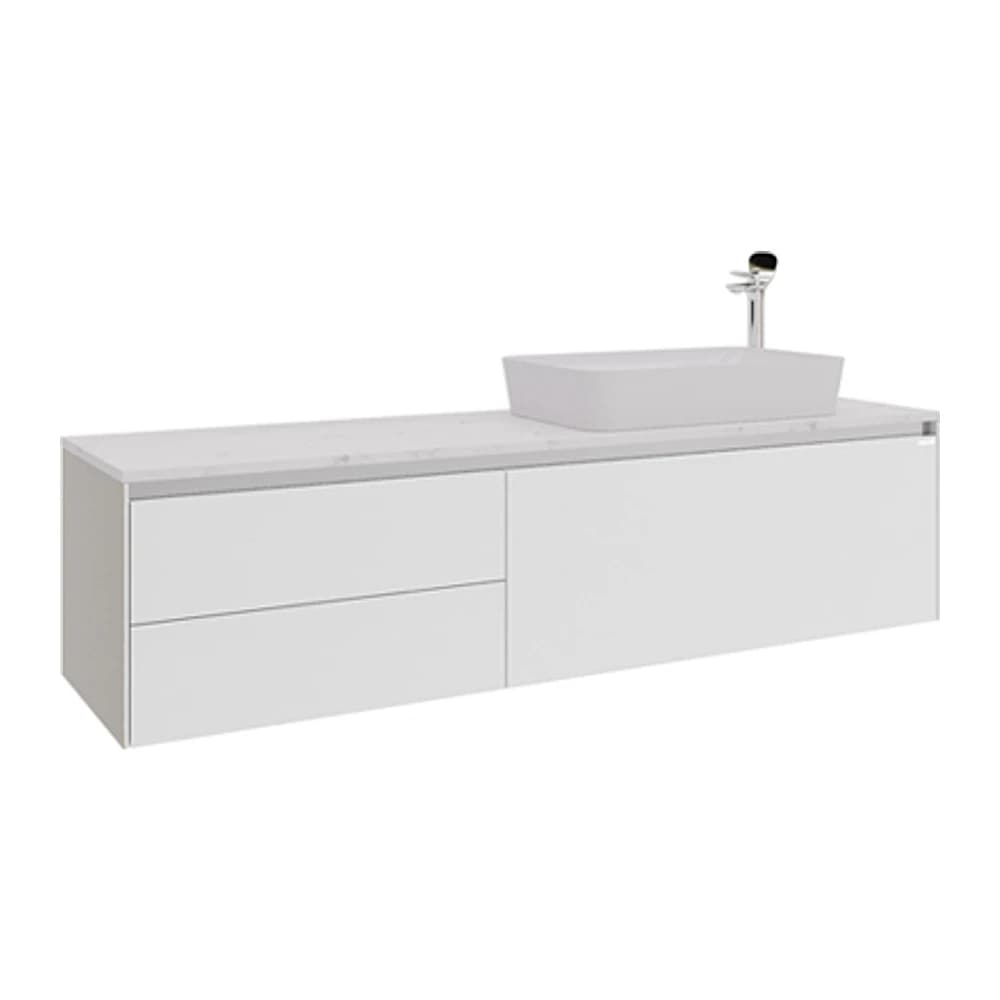 Creavit Flat 160 Cm Mat Beyaz Tezgahlı Lavabo Dolabı