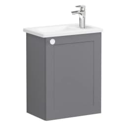 Vitra Root Classic 45 Cm Gri Kapaklı Sağ Lavabo Dolabı görsel 1