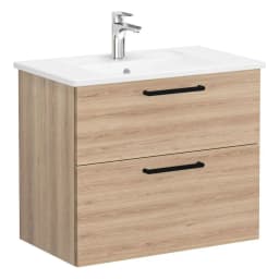 Vitra Root Flat 80 Cm Doğal Meşe 2 Çekmeceli Lavabo Dolabı görsel 1