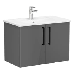 Vitra Root Flat 80 Cm Antrasit 2 Kapaklı Lavabo Dolabı görsel 1