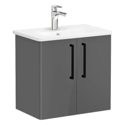 Vitra Root Flat 60 Cm Antrasit Dar 2 Kapaklı Lavabo Dolabı görsel 1