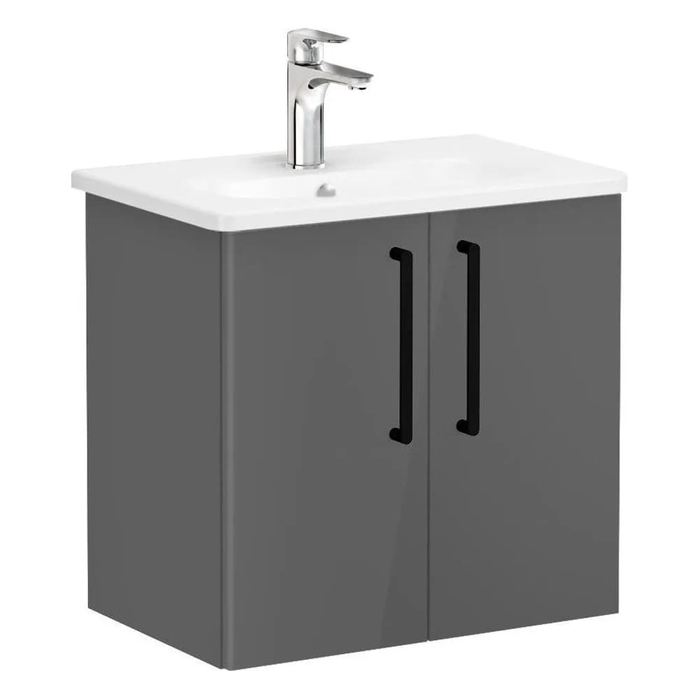 Vitra Root Flat 60 Cm Antrasit Dar 2 Kapaklı Lavabo Dolabı
