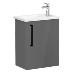 Vitra Root Flat 45 Cm Antrasit Dar Kapaklı Sağ Lavabo Dolabı görsel 1