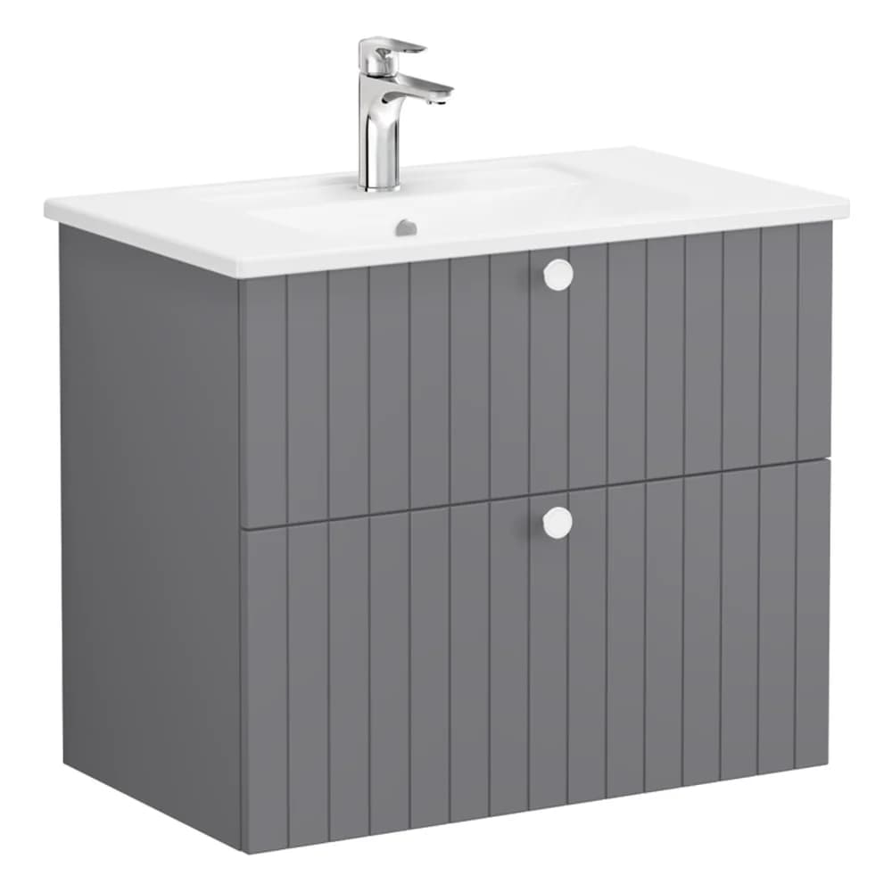 Vitra Root Groove 80 Cm Gri Dar 2 Çekmeceli Lavabo Dolabı