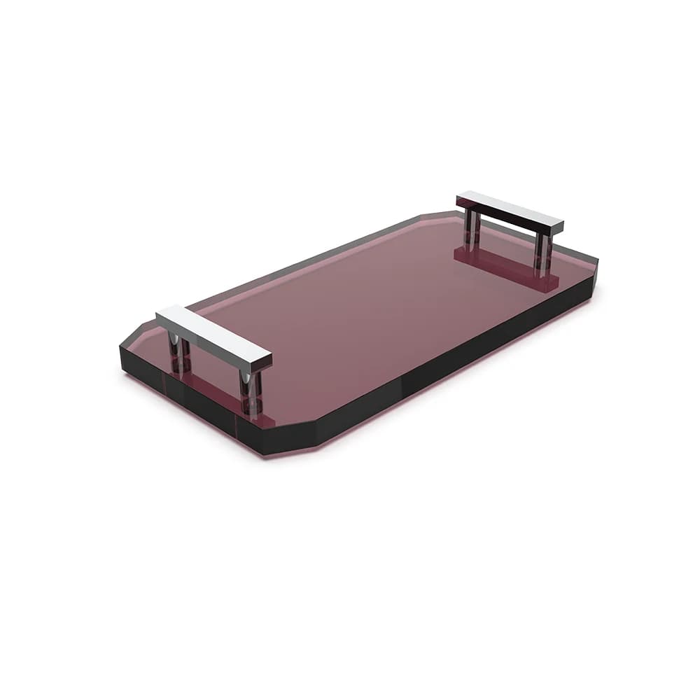 Decor Walther Kristall 36x19 Cm Krom-Bordo Tepsi