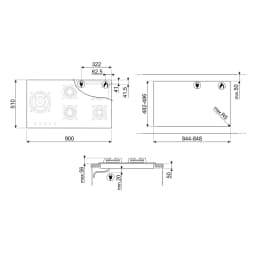 Smeg Classica 90 cm Siyah Cam 5 Gözlü Gazlı Ocak görsel 2