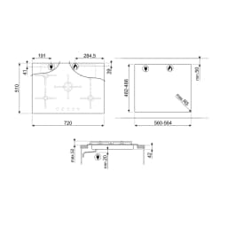 Smeg Classica 72 cm Siyah Cam 5 Gözlü Gazlı Ocak görsel 2