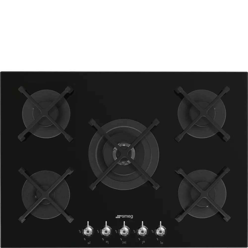 Smeg Classica 72 cm Siyah Cam 5 Gözlü Gazlı Ocak
