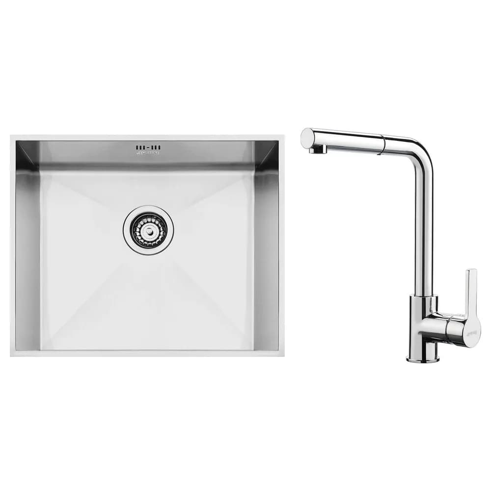 Smeg Quadra 50 cm Paslanmaz Tezgah Altı Evye Batarya Seti