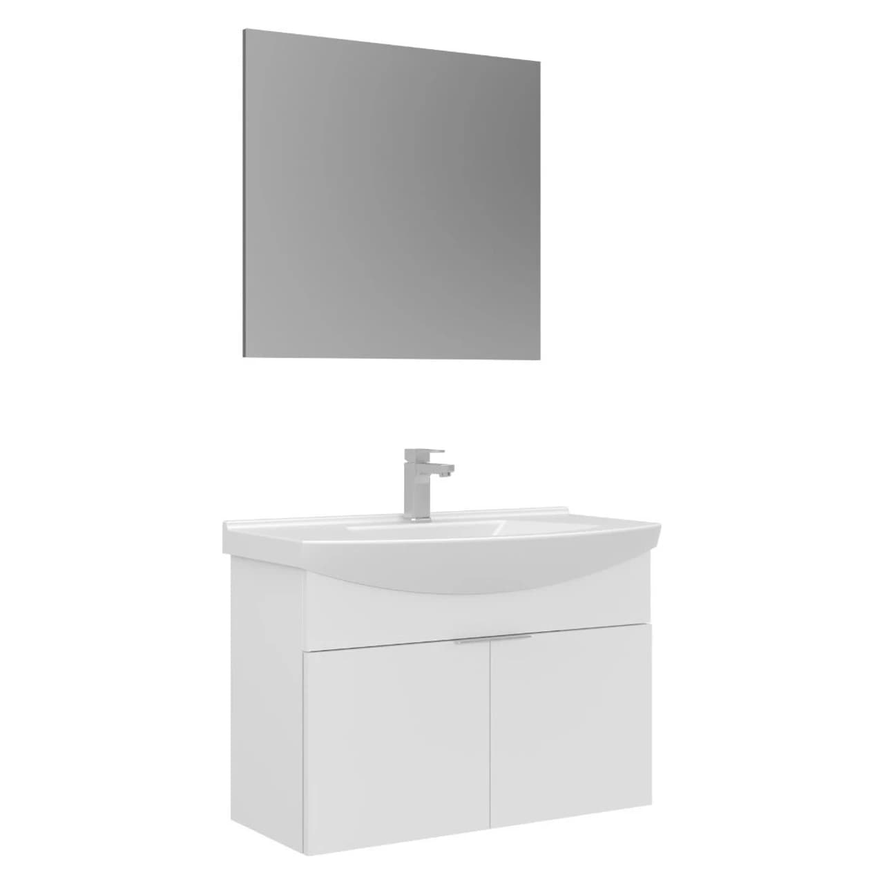 Orka Purus 80 Cm Parlak Beyaz Asma Banyo Dolabı Takımı