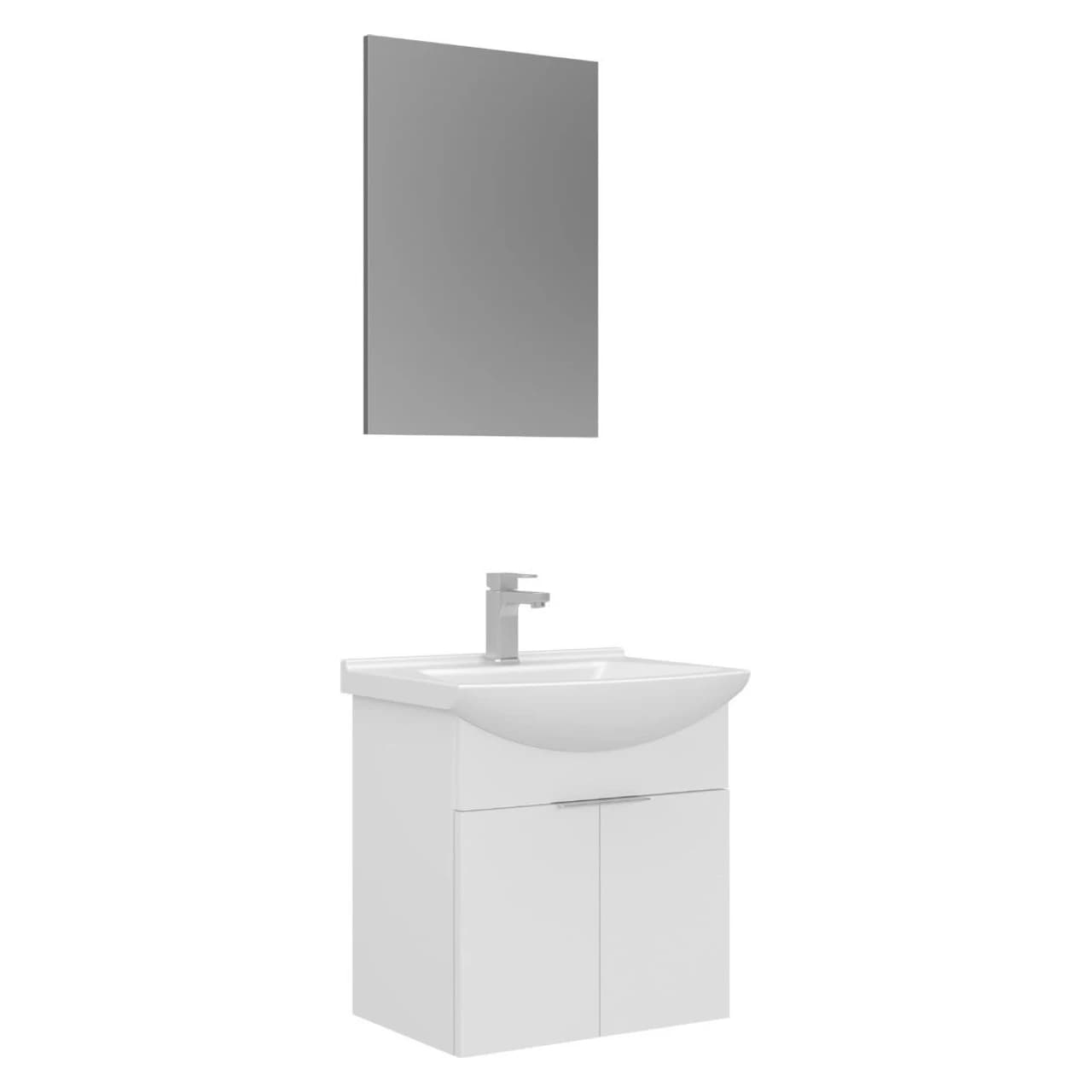 Orka Purus 55 Cm Parlak Beyaz Asma Banyo Dolabı Takımı