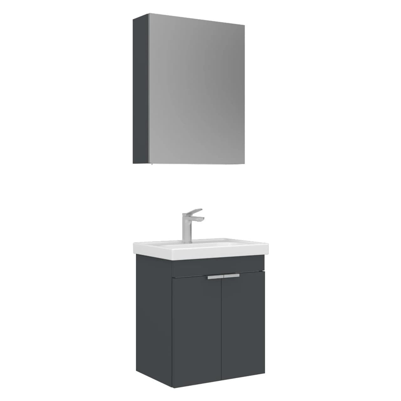 Orka Desna 50 Cm Mat Antrasit Ayna Dolaplı Banyo Dolabı Takımı