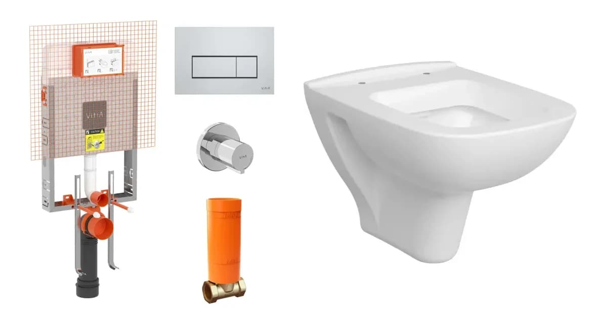 Vitra S20 Kompakt 48 cm Beyaz Asma Klozet ve Gömme Rezervuar Takımı