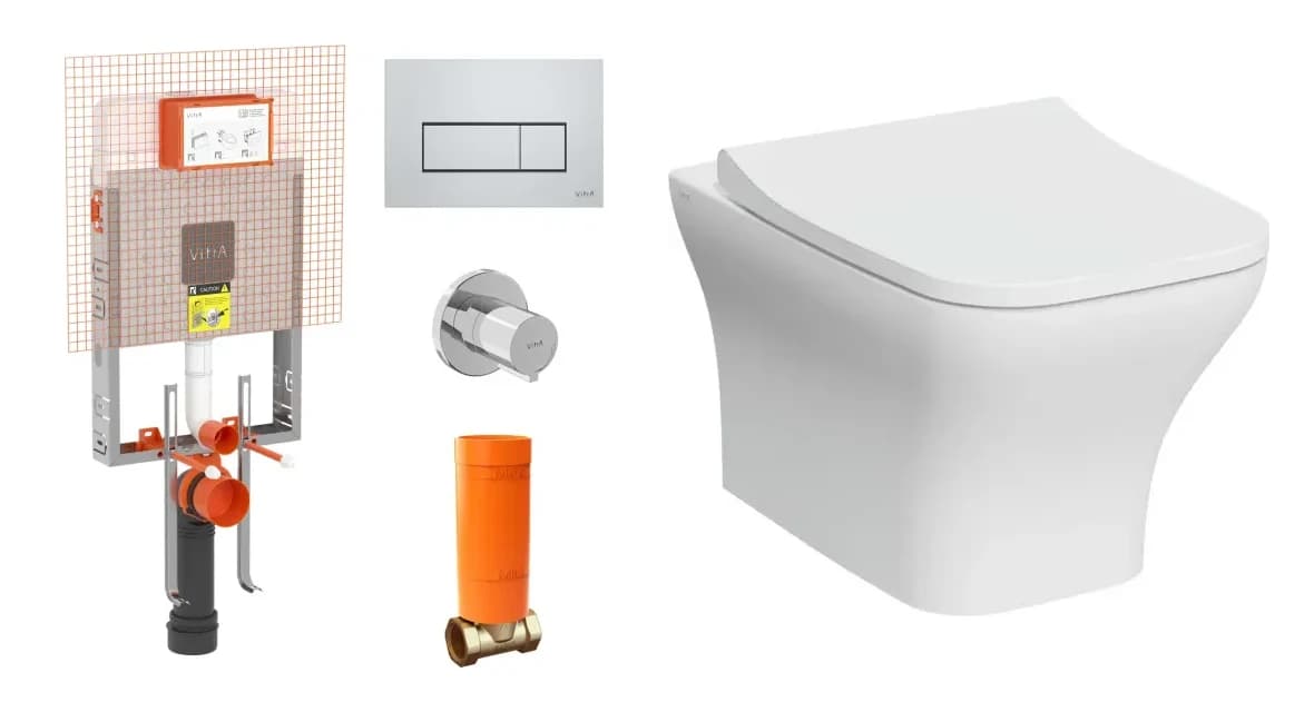 Vitra Zentrum Square SmoothFlush Asma Klozet ve Gömme Rezervuar Takımı