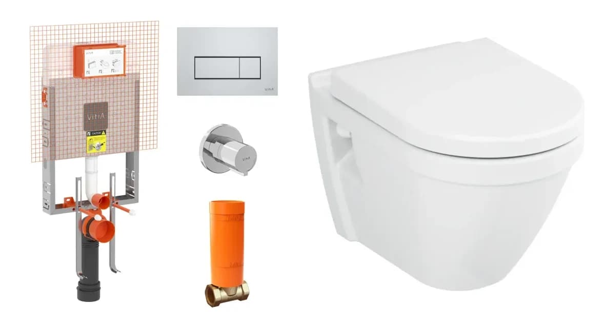 Vitra S50 54 Cm Taharet Borusuz Beyaz Asma Klozet ve Gömme Rezervuar Takımı