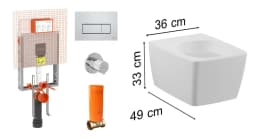 Vitra Metropole Kompakt 49 cm Beyaz Asma Klozet ve Gömme Rezervuar Takımı görsel 1