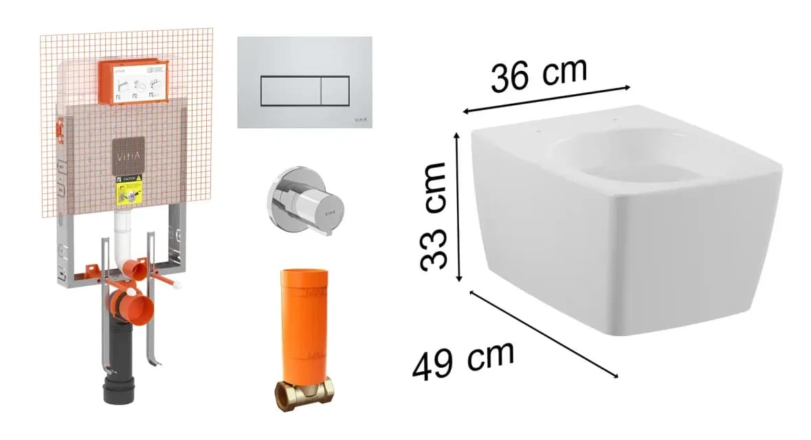 Vitra Metropole Kompakt 49 cm Beyaz Asma Klozet ve Gömme Rezervuar Takımı