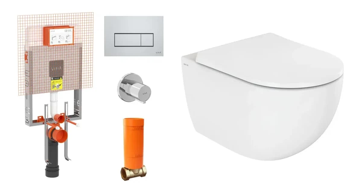 Vitra Sento CrystalFlush 54 Cm Taharet Borulu Asma Klozet ve Gömme Rezervuar Takımı