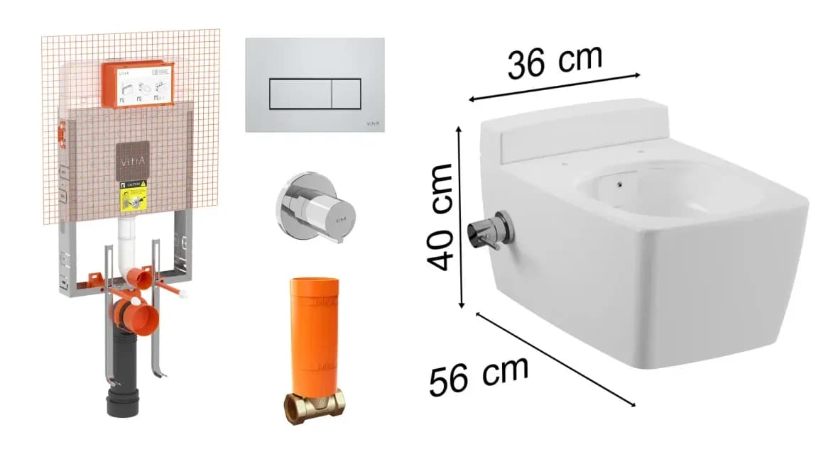 Vitra Metropole Rim-ex 56 cm Fresh Beyaz Asma Klozet ve Gömme Rezervuar Takımı