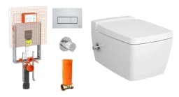 Vitra Metropole Rim-ex 56 cm Entegre Taharet Musluklu Fresh Beyaz Asma Klozet ve Gömme Rezervuar Takımı görsel 1