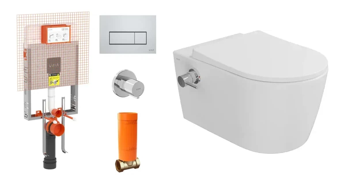 Vitra Metropole Round QuantumFlush Termostatik Entegre Musluklu Asma Klozet ve Gömme Rezervuar Takımı