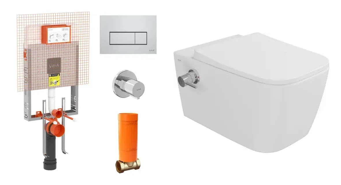Vitra Metropole Square QuantumFlush Termostatik Entegre Musluklu Asma Klozet ve Gömme Rezervuar Takımı
