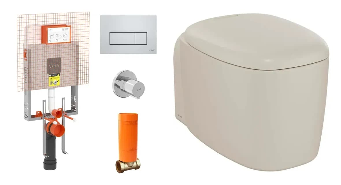 Vitra Plural Kanalsız Mat Kum Beji Asma Klozet ve Gömme Rezervuar Takımı