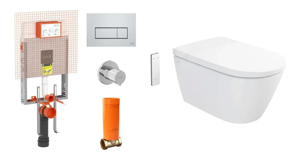 Vitra V-Care 3 Base Akıllı Asma Klozet Takımı ve Gömme Rezervuar Takımı