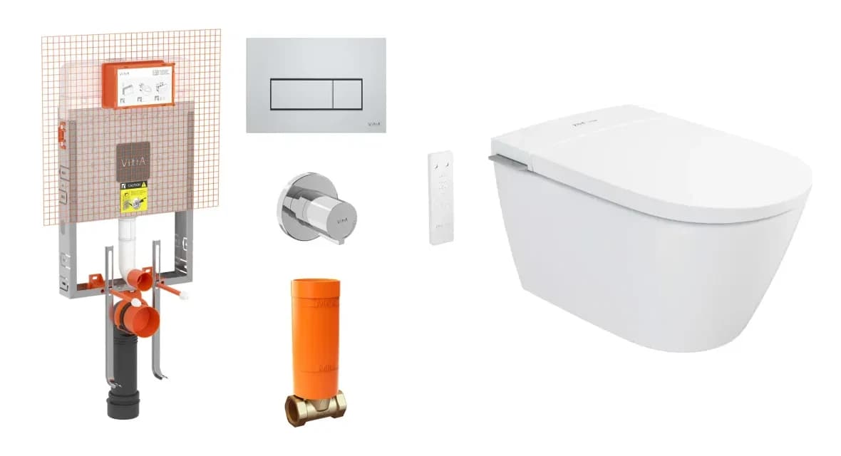Vitra V-Care 3 Core Akıllı Asma Klozet Takımı ve Gömme Rezervuar Takımı