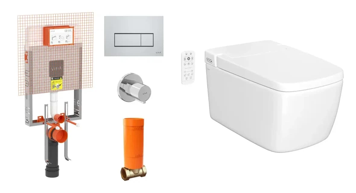 Vitra V-Care Prime Rim-ex Kanalsız Akıllı Asma Klozet Takımı ve Gömme Rezervuar Takımı