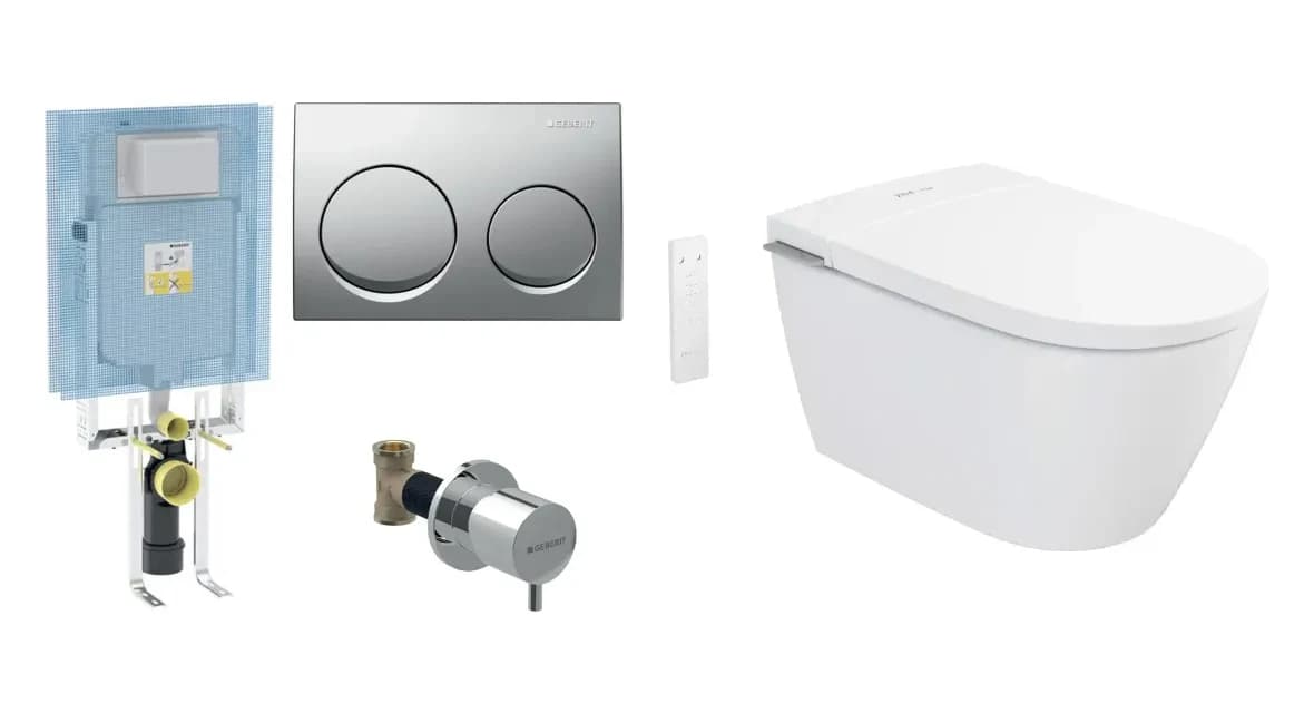 Vitra V-Care 3 Core Akıllı Asma Klozet Takımı ve Geberit Gömme Rezervuar Takımı