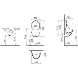 Vitra Arkitekt Rim-Ex Pilli Pisuvar 5999B003-5555 görsel 3