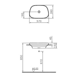 Vitra Frame 55x39 Cm Tezgahüstü Lavabo 5653B403-0016 görsel 3