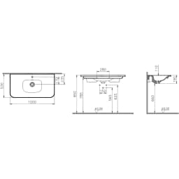 Vitra Gala 100x52 Cm Etajerli Lavabo - 7920B403-2280 görsel 2