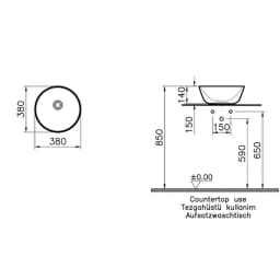 Vitra Geo 40x38 Cm Yuvarlak Çanak Lavabo 7421B003-0016 görsel 3