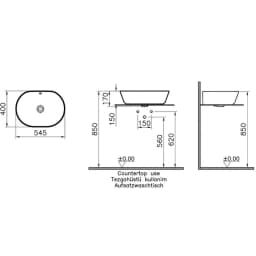 Vitra Geo 55x40 Cm Oval Mat Siyah Çanak Lavabo 7427B083-0012 görsel 2