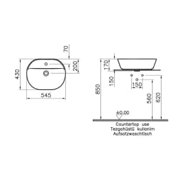 Vitra Geo 55x43 Cm Oval Çanak Lavabo 7428B003-0041 görsel 2