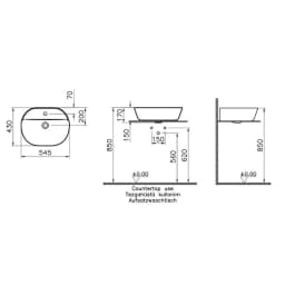 Vitra Geo 55x43 Cm Oval Mat Siyah Çanak Lavabo 7428B083-0041 görsel 2