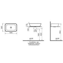 Vitra Geo 60x39 Cm Dikdörtgen Mat Siyah Çanak Lavabo 7425B083-0016 görsel 2