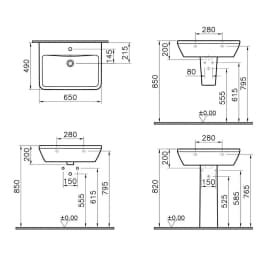 Vitra Integra 65x49 Cm Dikdörtgen Lavabo 7051L003-0001 görsel 3