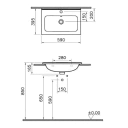 Vitra Mia 60x40 Cm Etajerli Lavabo 7461L003-0002 görsel 2