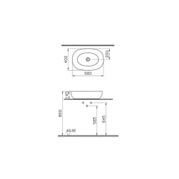 Vitra Outline 60x40 Cm Oval Mat Beyaz Çanak Lavabo 5995B401-0016 görsel 3