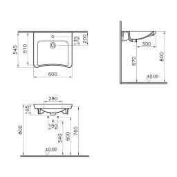 Vitra S20 60x55 Cm Özel İhtiyaç Lavabosu 5289B003-0041 görsel 2