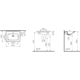 Vitra S20 Round 60x46 Cm Etajerli Lavabo - 7680B003-0001 görsel 2