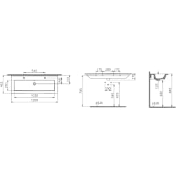 Vitra S20 Square 120x46 Cm Etajerli Lavabo - 7679B003-1474 görsel 2