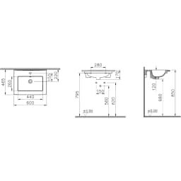 Vitra S20 Square 60x46 Cm Etajerli Lavabo - 7676B003-0001 görsel 2
