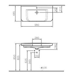 Vitra Sento 100x49 Cm Etajerli Lavabo 5948B003-0001 görsel 4